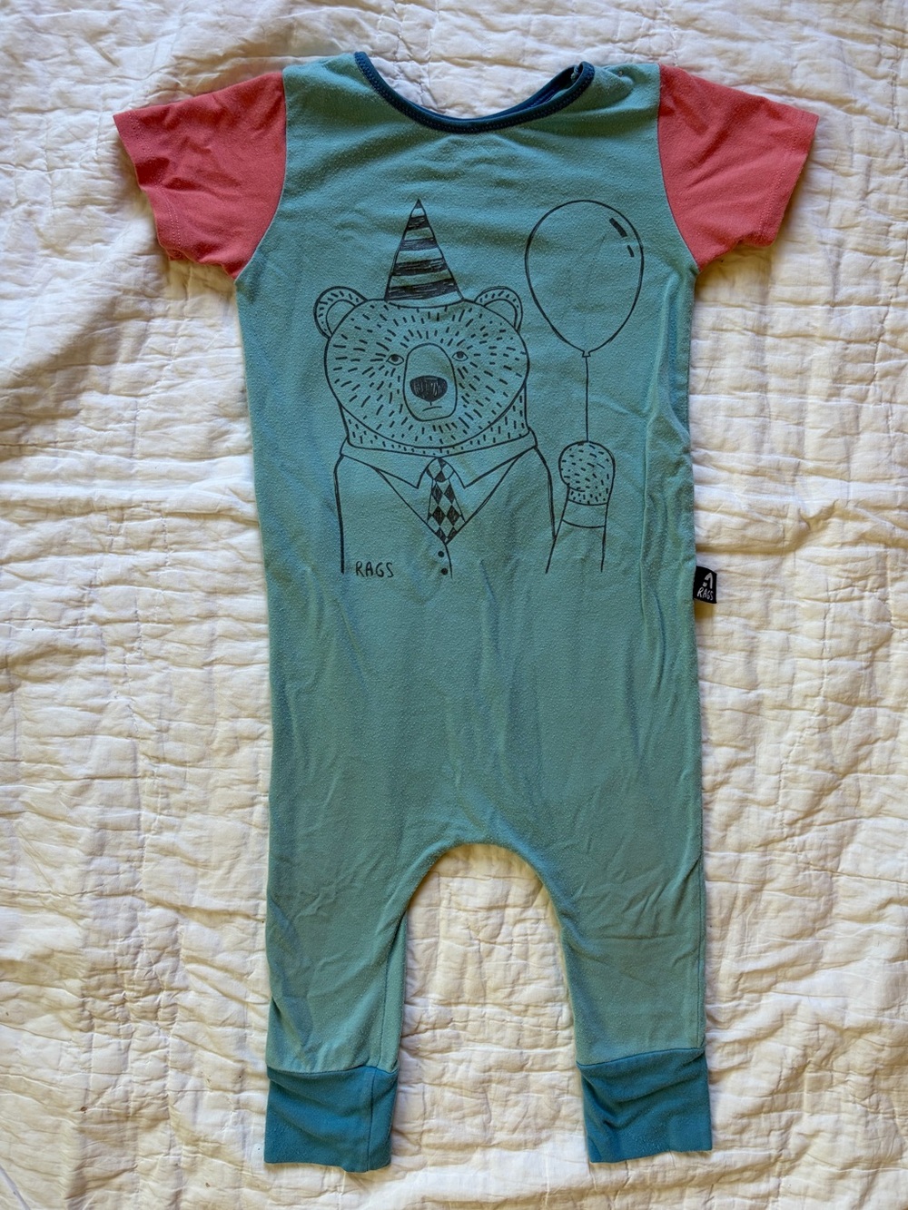 RAGS Party Bear One-Piece Romper, 18-24 months